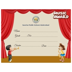 School Music Award Certificate 8.5 × 11 (US Letter) | Use on Laser Printer
